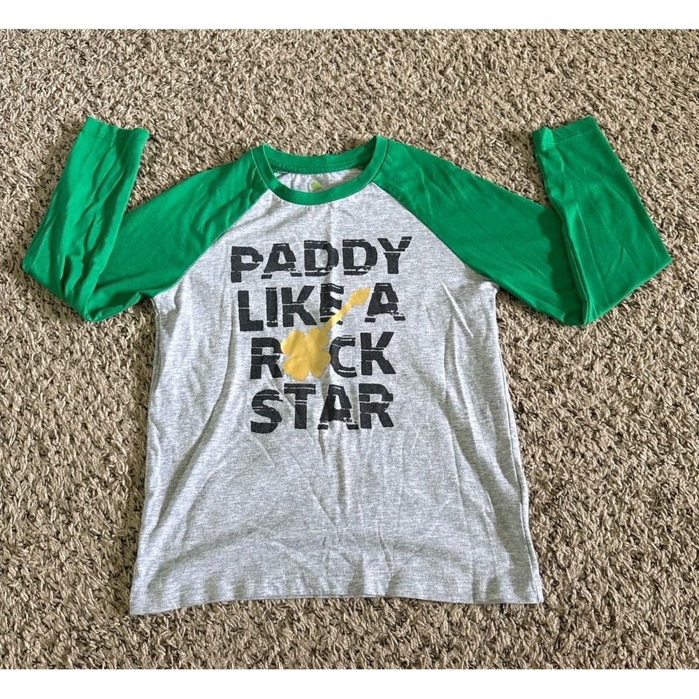 Paddy Like A Rock Star Gray Green Long Sleeve Tee Size 8